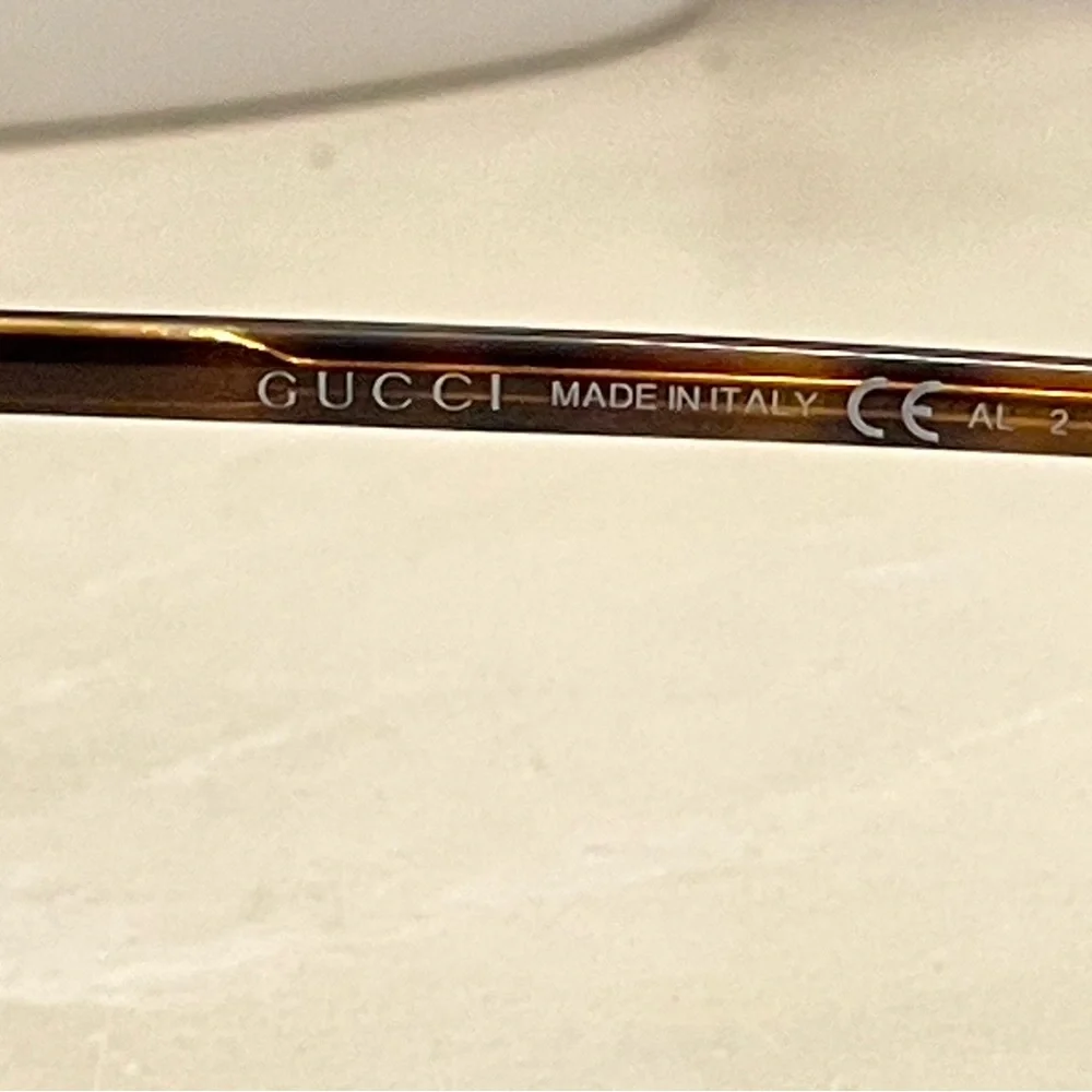 Auth EUC Gucci LOGO Aviator Sunglasses Gold HW tortoise brown gradient lenses - Picture 6 of 15